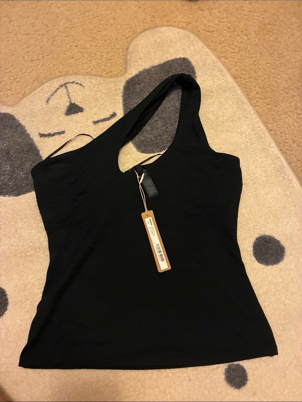 Skims One-Shoulder Black Tank Top